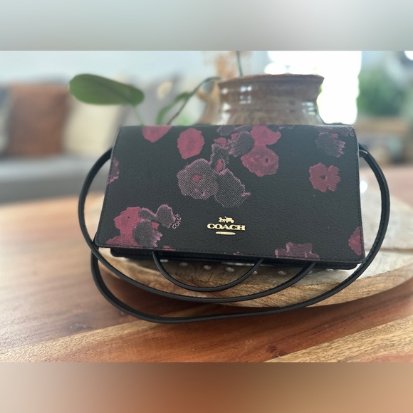 Coach Black Wine Pink Hayden Foldover Shoulder Bag - Picture 2 of 7